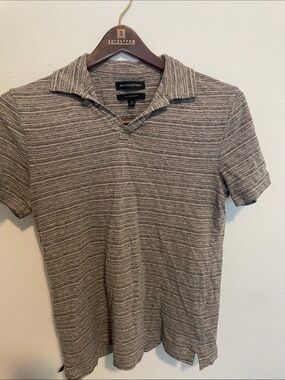 Banana Republic Men's Heathered Gray Short-Sleeve Polo